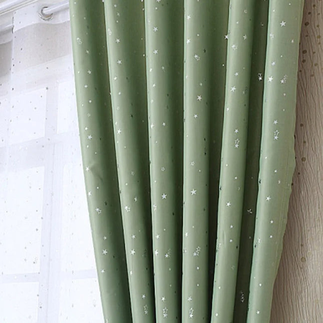 Lichtgroen verduisteringsgordijn met sterren